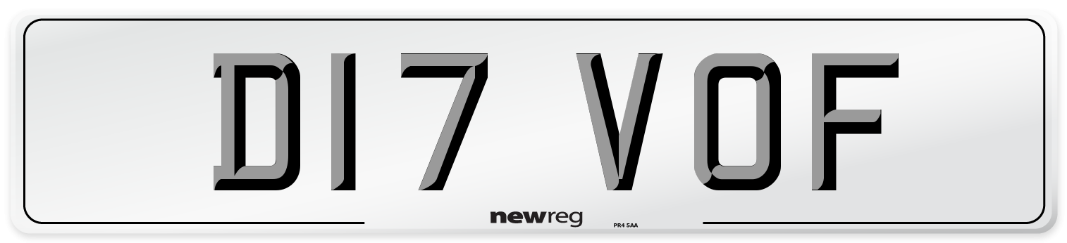 D17 VOF Number Plate from New Reg